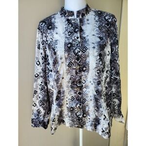 Chicos Additions Womens Mandarin Collar Snake Print Button Front Jacket Size XL